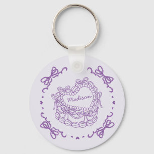 Lila Schleife Retro Herz Coquette Kuchen Geschenke Schlüsselanhänger