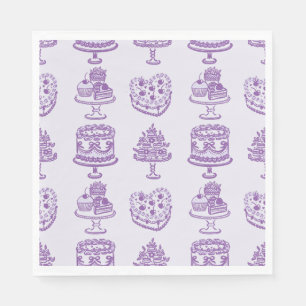 Lila Schleife Retro Herz Coquette Torte Valentinst Serviette