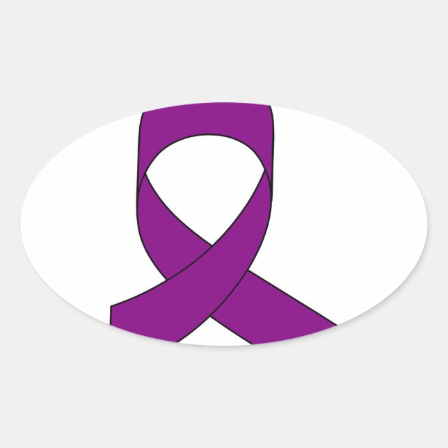 Lila Schleife Zeichnend Ovaler Aufkleber (Vorderseite)