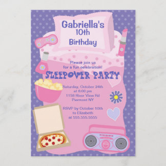 Lila Schlummer-Party-Spaß-Geburtstags-Einladung Einladung