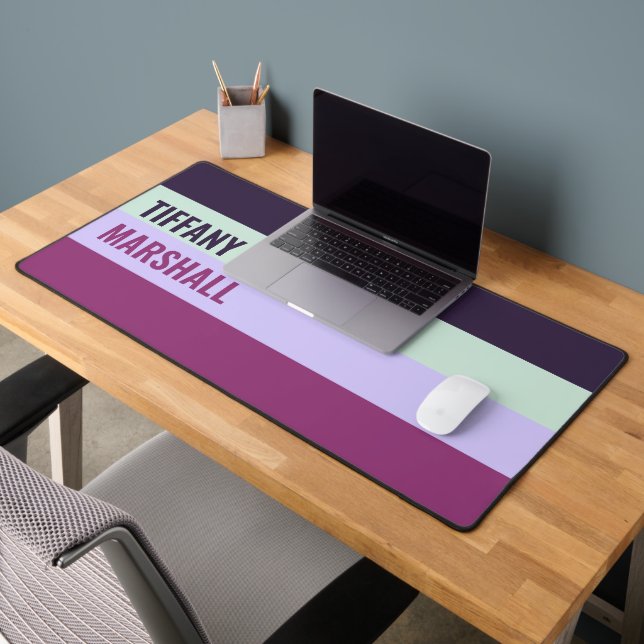 Lila, schmales Green & Magenta Streifen Muster Schreibtischunterlage (Büro 2)