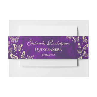 Lila Schmetterling 15 Jahre alt Quinceañera Einladungsbanderole