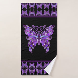 Lila Schmetterling 31 Badehandtuch