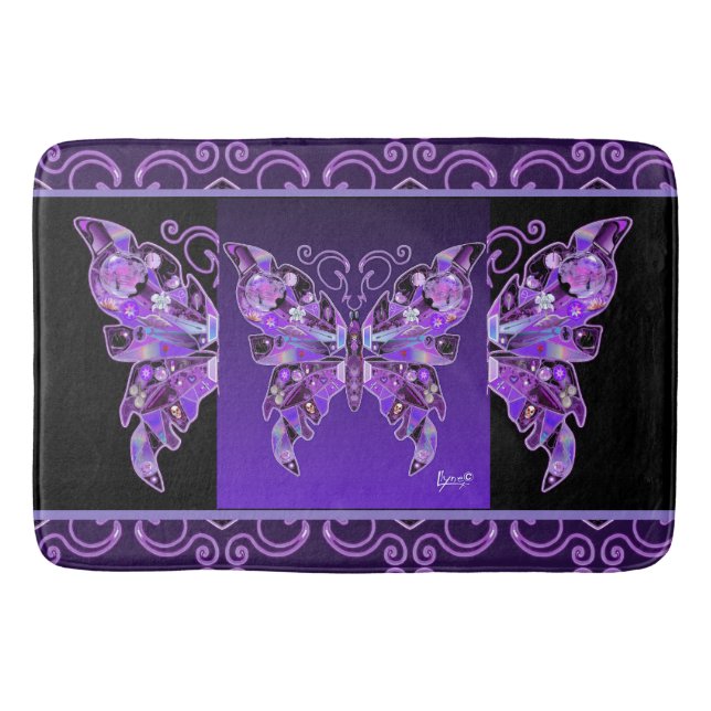 Lila Schmetterling 31 Badematte (Vorderseite)