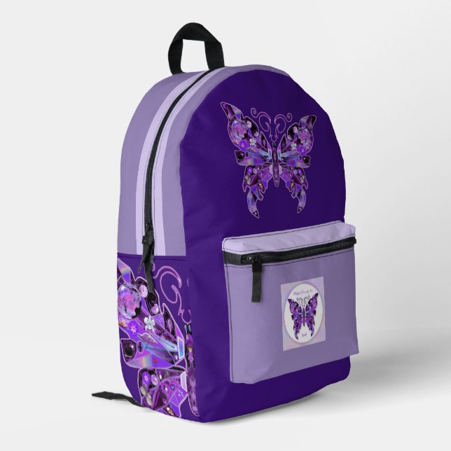 Lila Schmetterling 31 Bedruckter Rucksack (Rückseitige Ecke links)