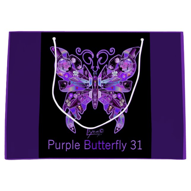 Lila Schmetterling 31 Große Geschenktasche Geschenktüte (Vorderseite)