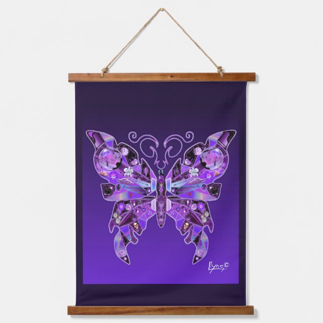 Lila Schmetterling 31 hängende Wandteppiche (Vorderseite)