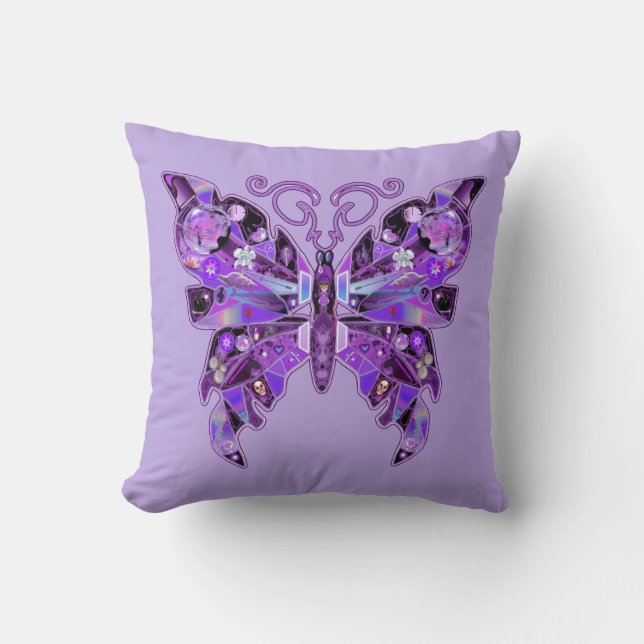 Lila Schmetterling 31 Kissen (Vorderseite)
