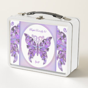 Lila Schmetterling 31 Metall Brotdose