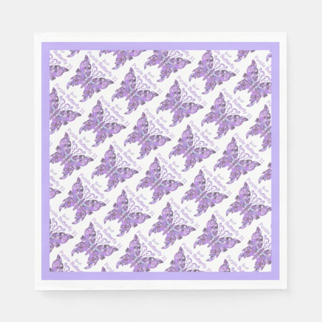 Lila Schmetterling 31 Napkins Serviette (Vorderseite)