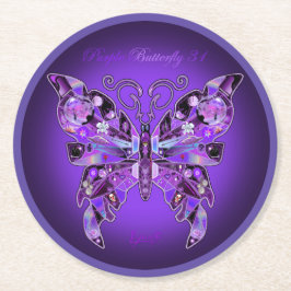 Lila Schmetterling 31 Runder Pappuntersetzer