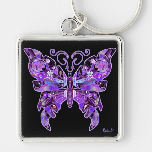 Lila Schmetterling 31 Schlüsselanhänger (Vorne)