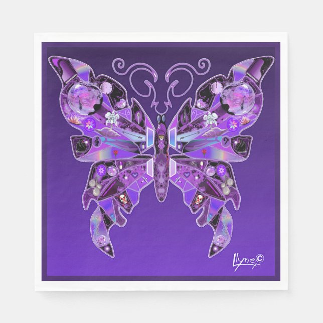 Lila Schmetterling 31 Serviette (Vorderseite)