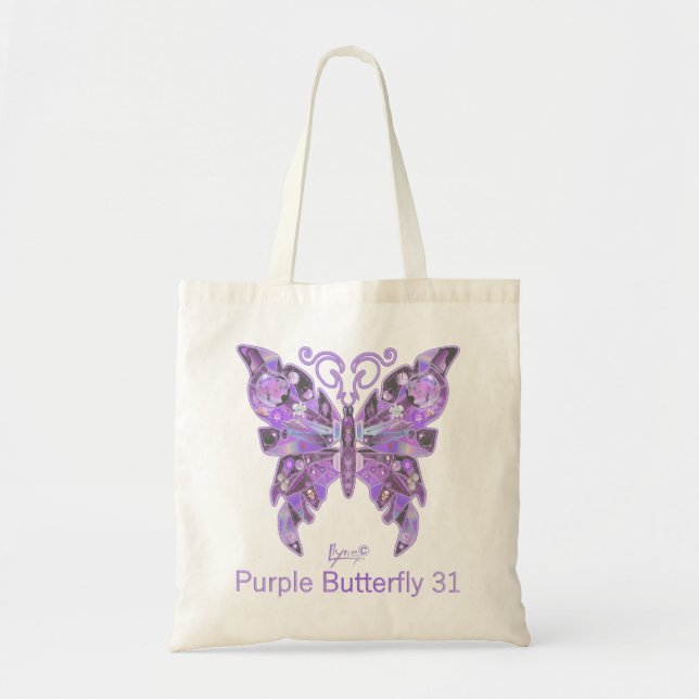 Lila Schmetterling 31 Tote Bag Tragetasche (Vorne)