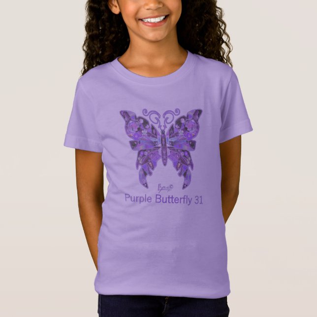 Lila Schmetterling 31 weicher T - Shirt (Vorderseite)