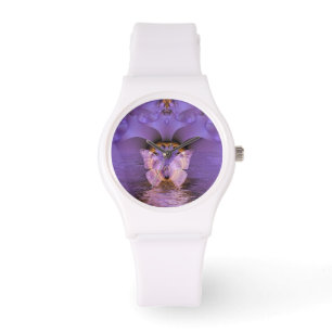 Lila Schmetterling Abstrakt Armbanduhr