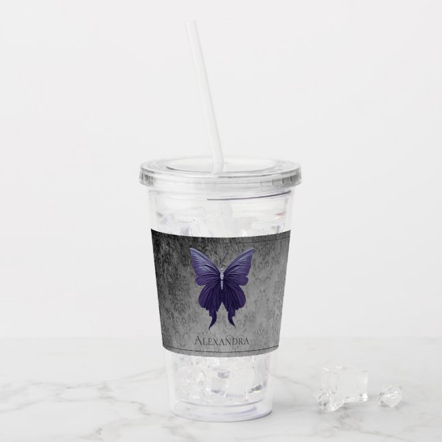 Lila Schmetterling Acryltrinkbecher (Vorderseite Ice)