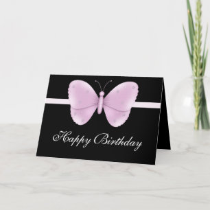 Lila Schmetterling auf Black Happy Birthday Card Karte