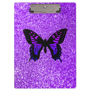 Lila Schmetterling auf Glitter Klemmbrett