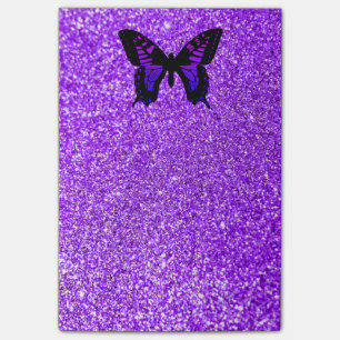 Lila Schmetterling auf Glitter Post-it Klebezettel