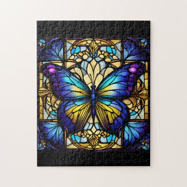 Lila Schmetterling aus Hartglas (Vertikal)