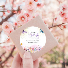 Lila Schmetterling Baby Dusche Runder Aufkleber