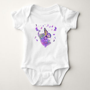 Lila Schmetterling-Elefant Lustiger Baby-Body Baby Strampler