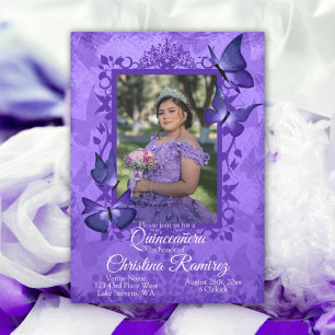 Lila Schmetterling, Extravagante Quinceanera Einla Einladung