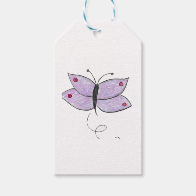 Lila Schmetterling Geschenkanhänger (Vorderseite)