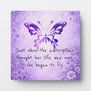 Lila Schmetterling Inspirierender Spruch Fotoplatte