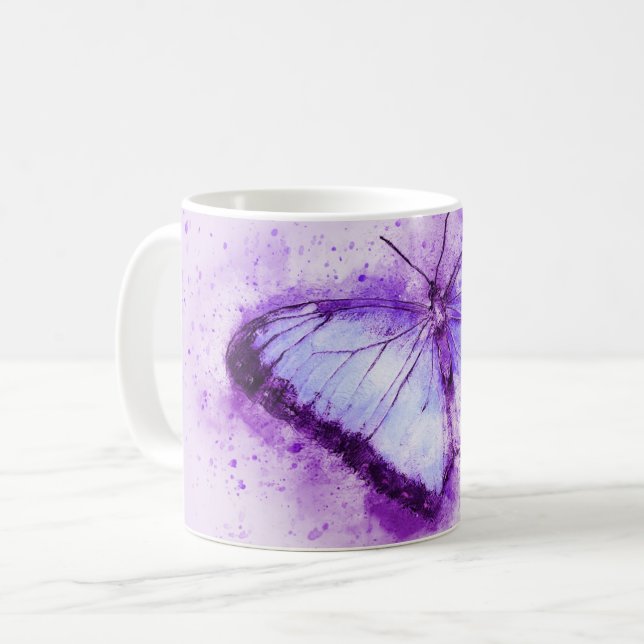 Lila Schmetterling Kaffeetasse (Vorderseite Links)