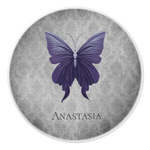 Lila Schmetterling Keramikknauf