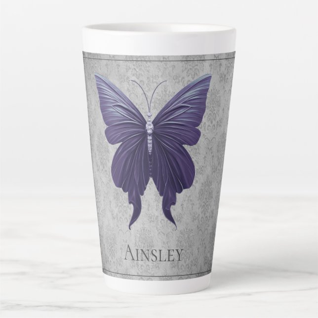 Lila Schmetterling Milchtasse (Vorderseite)