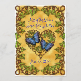 Lila Schmetterling mit 5 Zoll x 7 Zoll und Herzein Einladung