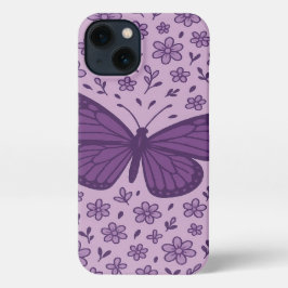Lila Schmetterling mit floralen Telefongehäusen iPhone Hülle