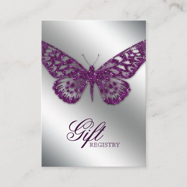 Lila Schmetterling mit Hochzeitsgeschenkkarte Begleitkarte (Vorderseite)