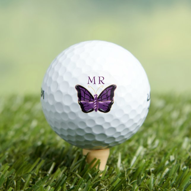 Lila Schmetterling Mit Monogramm Golfball (Insitu T-Shirt)