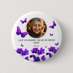 Lila Schmetterling Oma Foto Button
