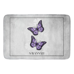 Lila Schmetterling Personalisierte Badematte