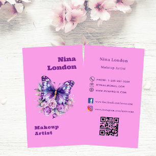 Lila Schmetterling Qr Social Media Logo Visitenkarte