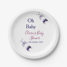 Lila Schmetterling Rosa Babydusche - Baby modern Pappteller