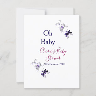 Lila Schmetterling Rosa Babydusche - Baby modern Postkarte
