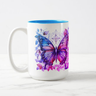 Lila Schmetterling Rosa Blau Christlich Heiliges K Zweifarbige Tasse