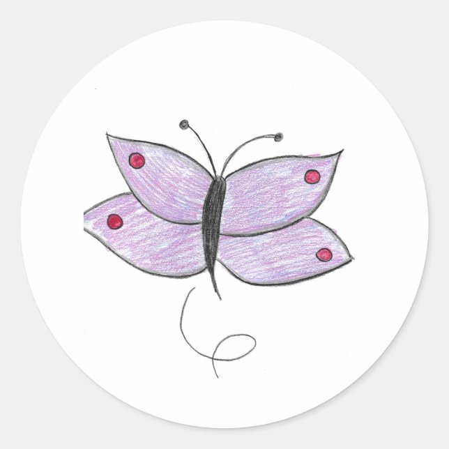 Lila Schmetterling Runder Aufkleber (Vorderseite)