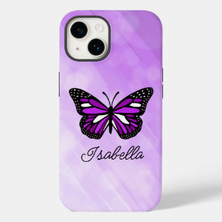 Lila Schmetterling und Ihr Name Personalisiert Case-Mate iPhone 14 Hülle
