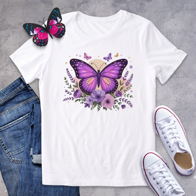 Lila Schmetterling und Lavendel-Shirt Tri-Blend Shirt (Von Creator hochgeladen)