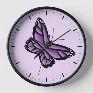 Lila Schmetterling Wanduhr