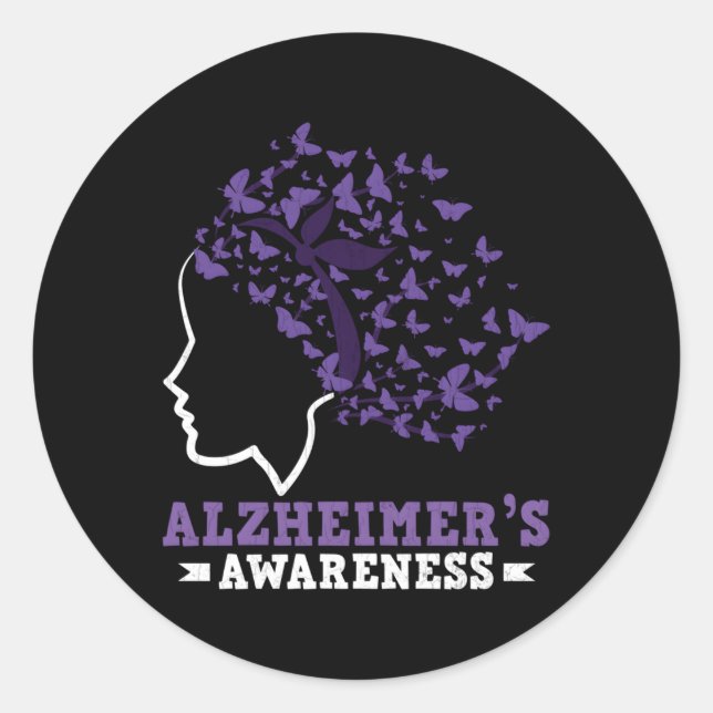 Lila Schmetterlinge Alzheimer's Bewusstsein Lila Runder Aufkleber (Vorderseite)