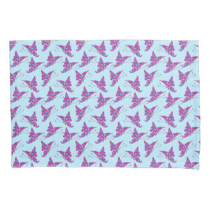 Lila Schmetterlinge auf Light Blue, Butterfly Prin Kissenbezug