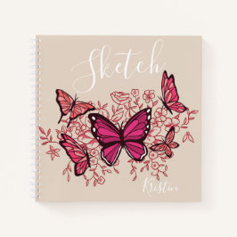 Lila Schmetterlinge mit Namen Sketchbook Notizbuch